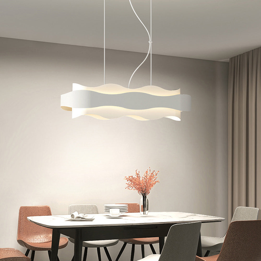 Arisha Suspension Ronde Contemporaine, Métal, Blanc, Chambre à Coucher/Salle à Manger
