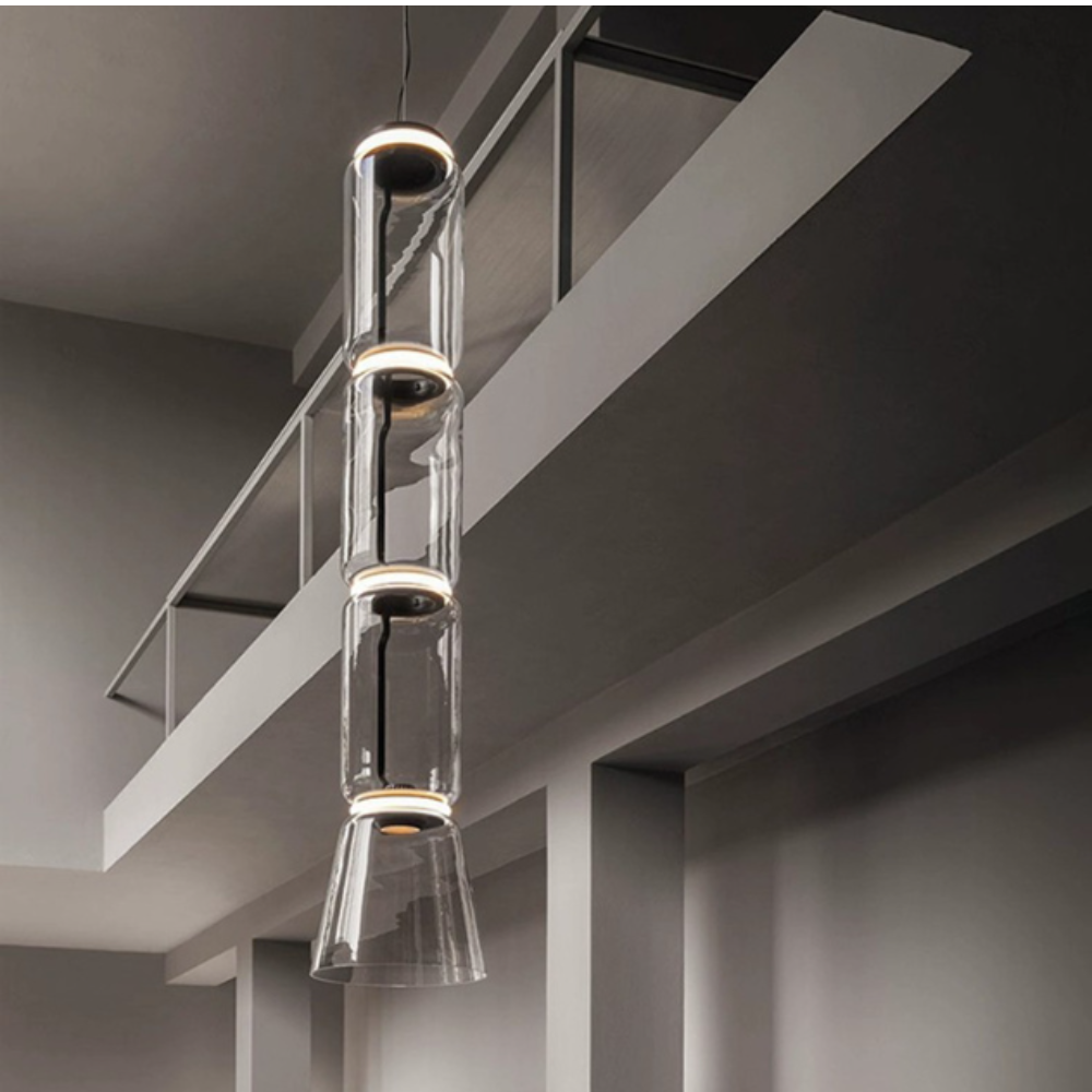 Valentina Luminaires Suspensions LED Cylindre Minimalisme Métal/Verre Transparent Salon/Chambre à Coucher