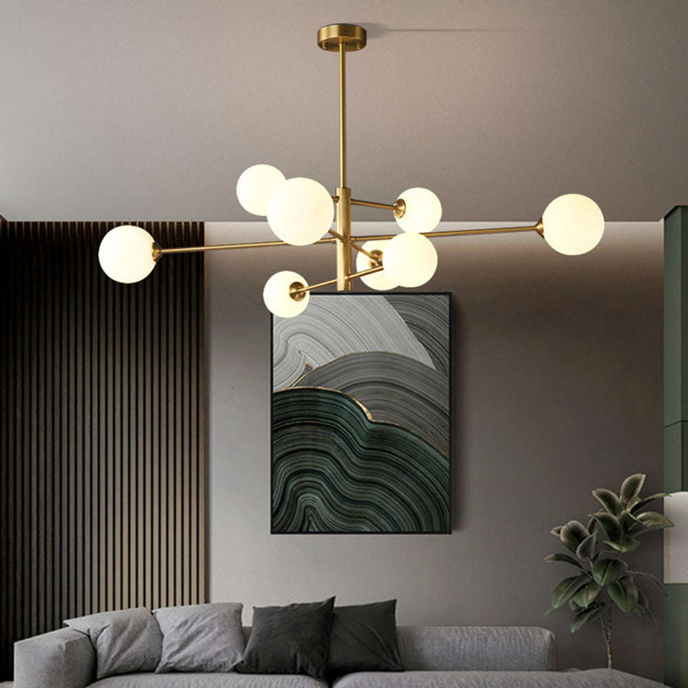 Valentina Lustre Bulle Moderne, Cuivre/Verre, Noir/Cuivre, Salon