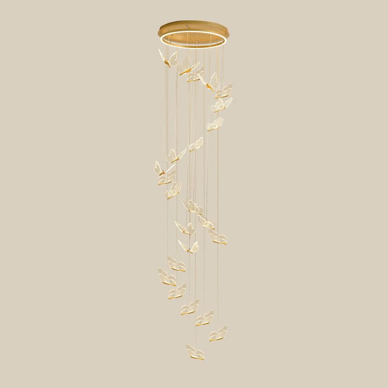 Olivia Moderne LED Suspension Doré Métal/Acrylique Salon Chambre à coucher