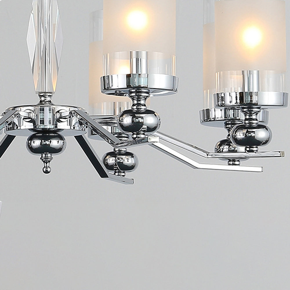 Silva Suspension Cylindre Moderne, Métal/Verre, Chromé, Salon/Salle à Manger