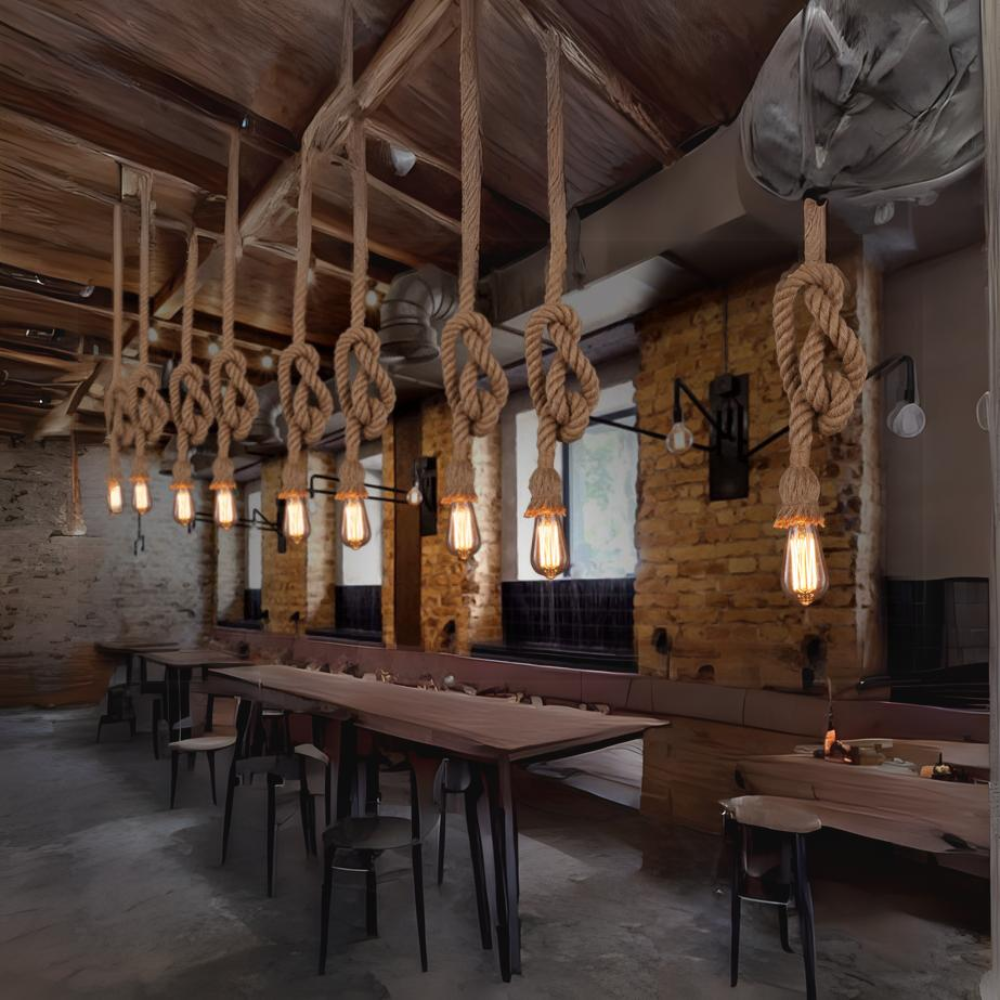 Silva Rétro Industrie LED Suspension Chanvre Corde Café/Restaurant