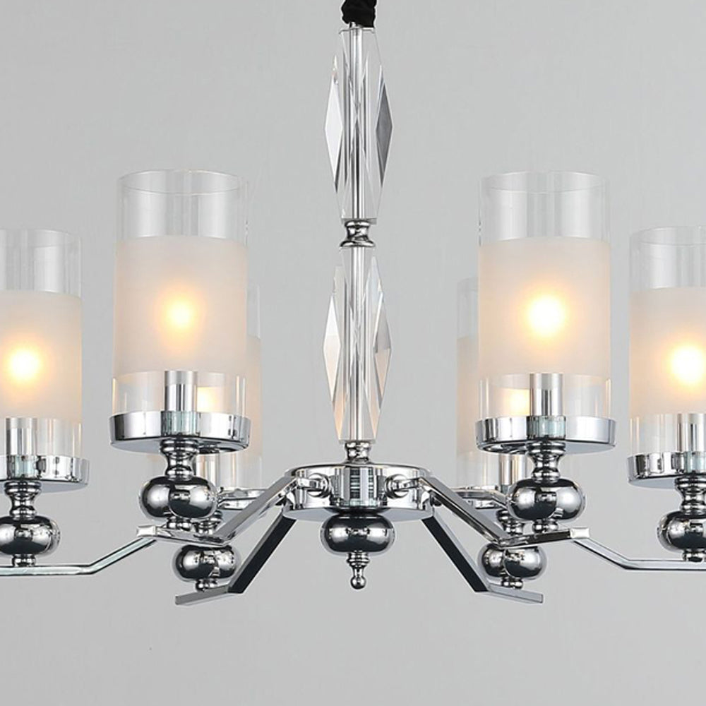 Silva Suspension Cylindre Moderne, Métal/Verre, Chromé, Salon/Salle à Manger