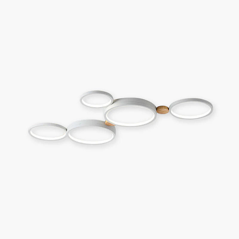 Arisha Plafonnier Rond Moderne, Métal/Bois, Blanc/Gris/Vert, Salon