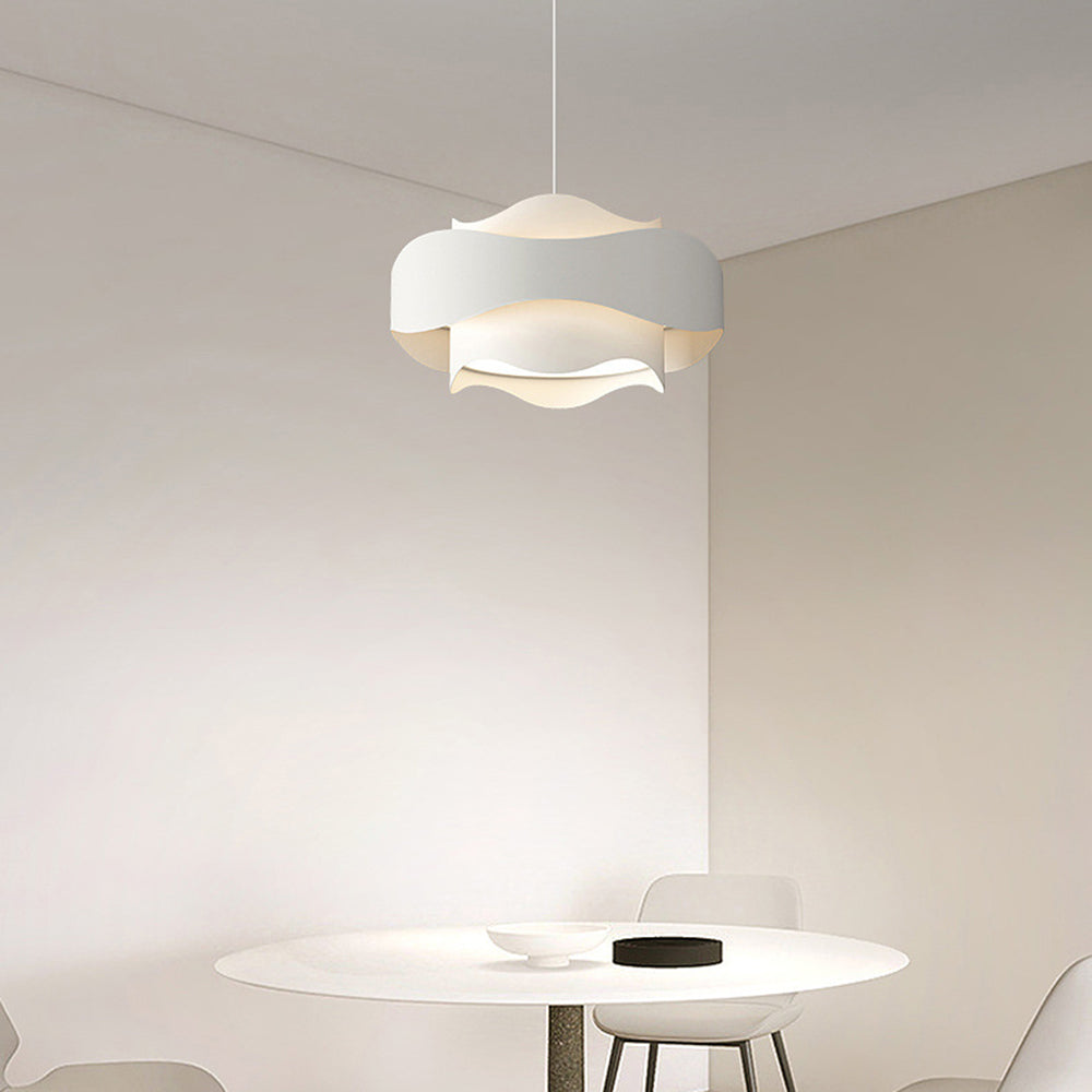 Arisha Suspension Ronde Contemporaine, Métal, Blanc, Chambre à Coucher/Salle à Manger
