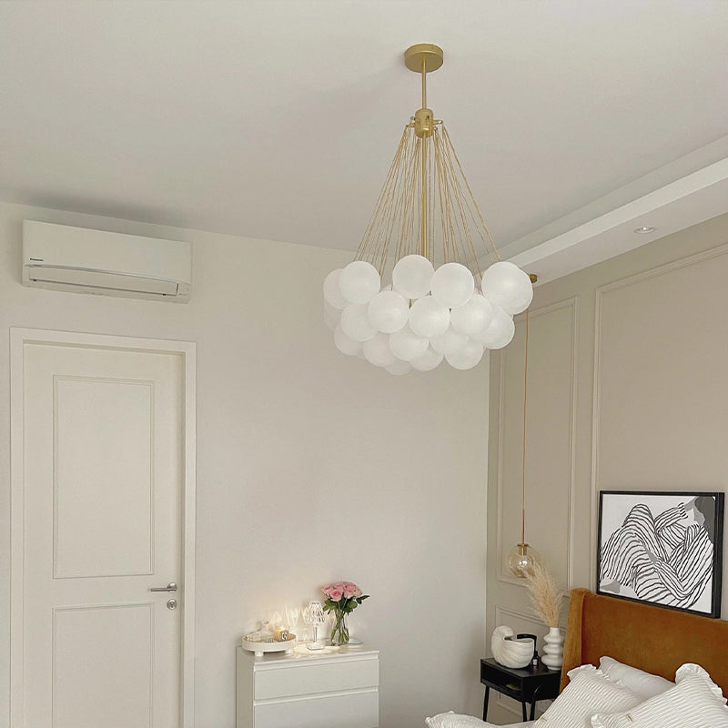 Valentina Lustre Globe Modenre, Fer/Verre, Noir/Blanc, Salon