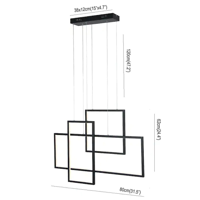 Arisha Lustre Rectangulaire Moderne, Métal/Gel de Silice, Noir/Blanc, Salon