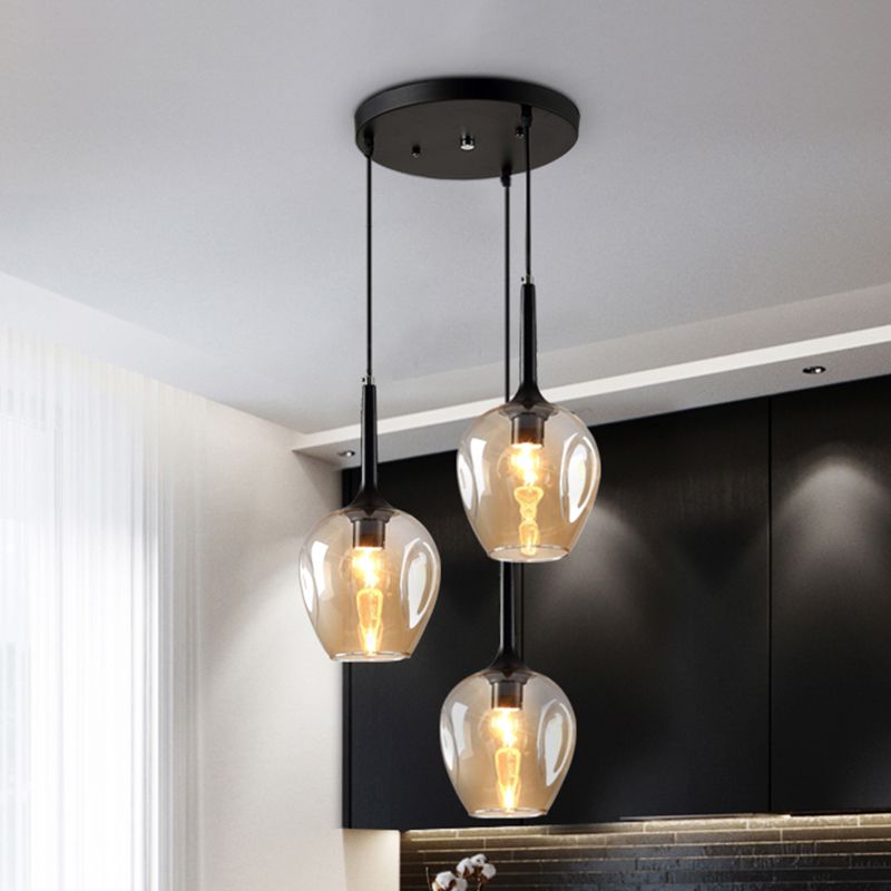 Valentina LED Suspension Bleu Gris Verre Salle à Manger Chambre à coucher