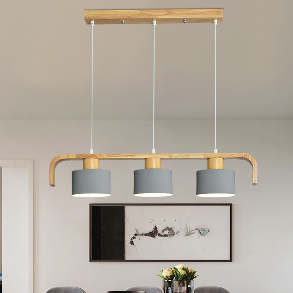 Valentina Moderne Luminaires Suspensions Cylindre Nordique Bambou Blanc/Vert/Gris Chambre à Coucher