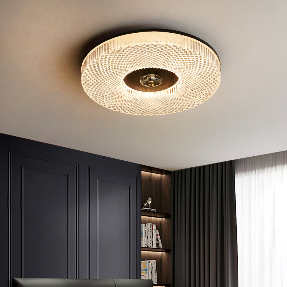 Kristy Plafonnier Moderne Rond LED Blanc/Doré/Noir Chambre à Coucher