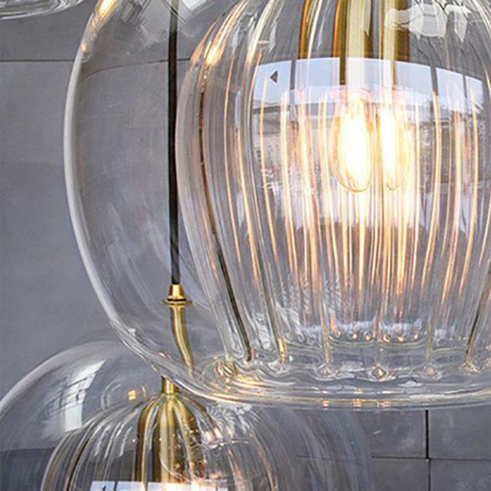 Valentina Suspension Bulle Nordique Verre Transparent/Doré Salon/Chambre