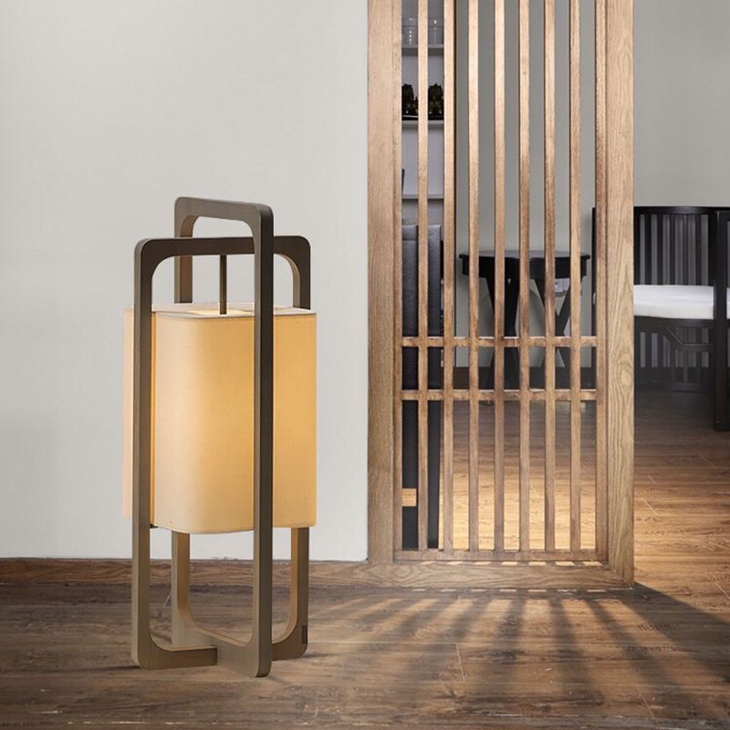 Muto Lampadaire Rectangulaire Moderne, Bois/Tissu, Bois, Salon