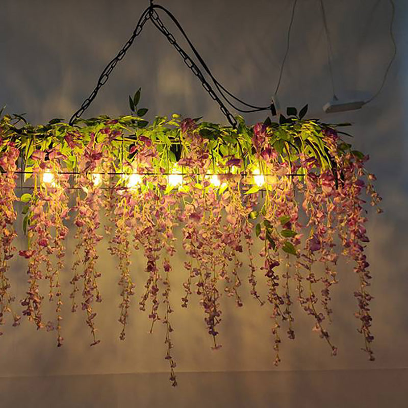 Ritta Rectangulaire Fleur Suspension Rose Métal Salle à Manger Salon