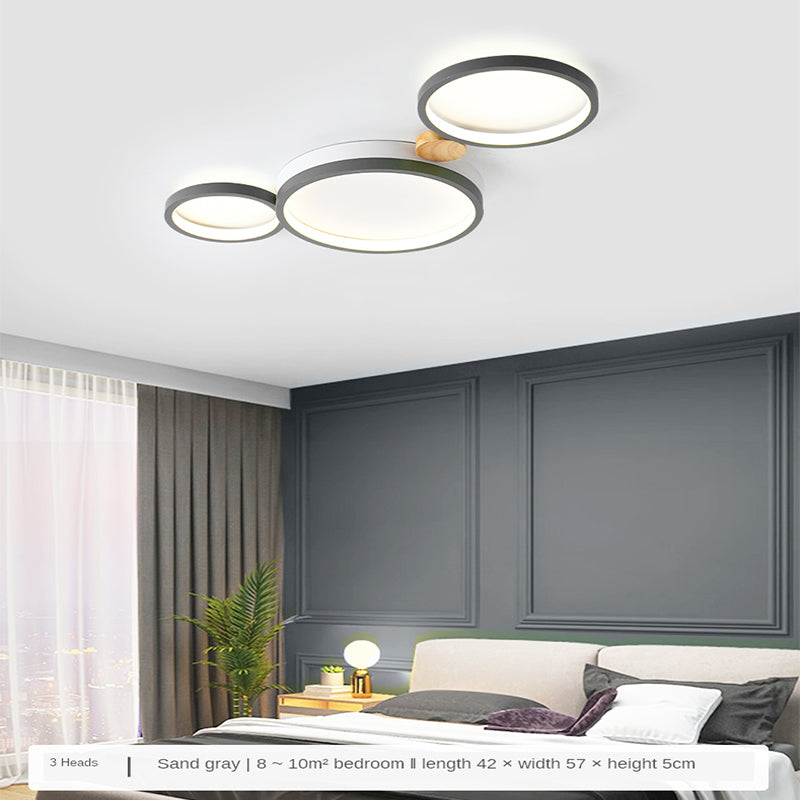 Arisha Plafonnier Rond Moderne, Métal/Bois, Blanc/Gris/Vert, Salon