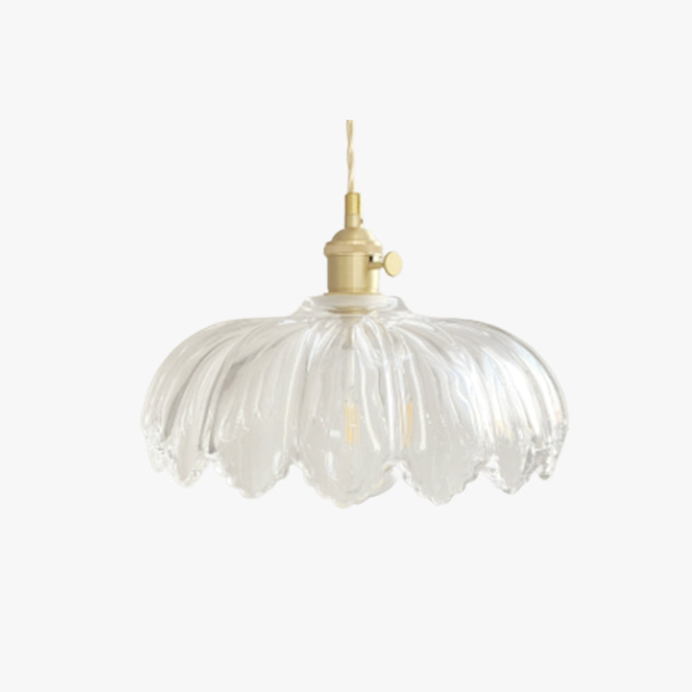 Valentina Luminaires Suspensions Art Deco Floral Vintage Métal/Verre Doré/Clair Salon/Chambre à Coucher