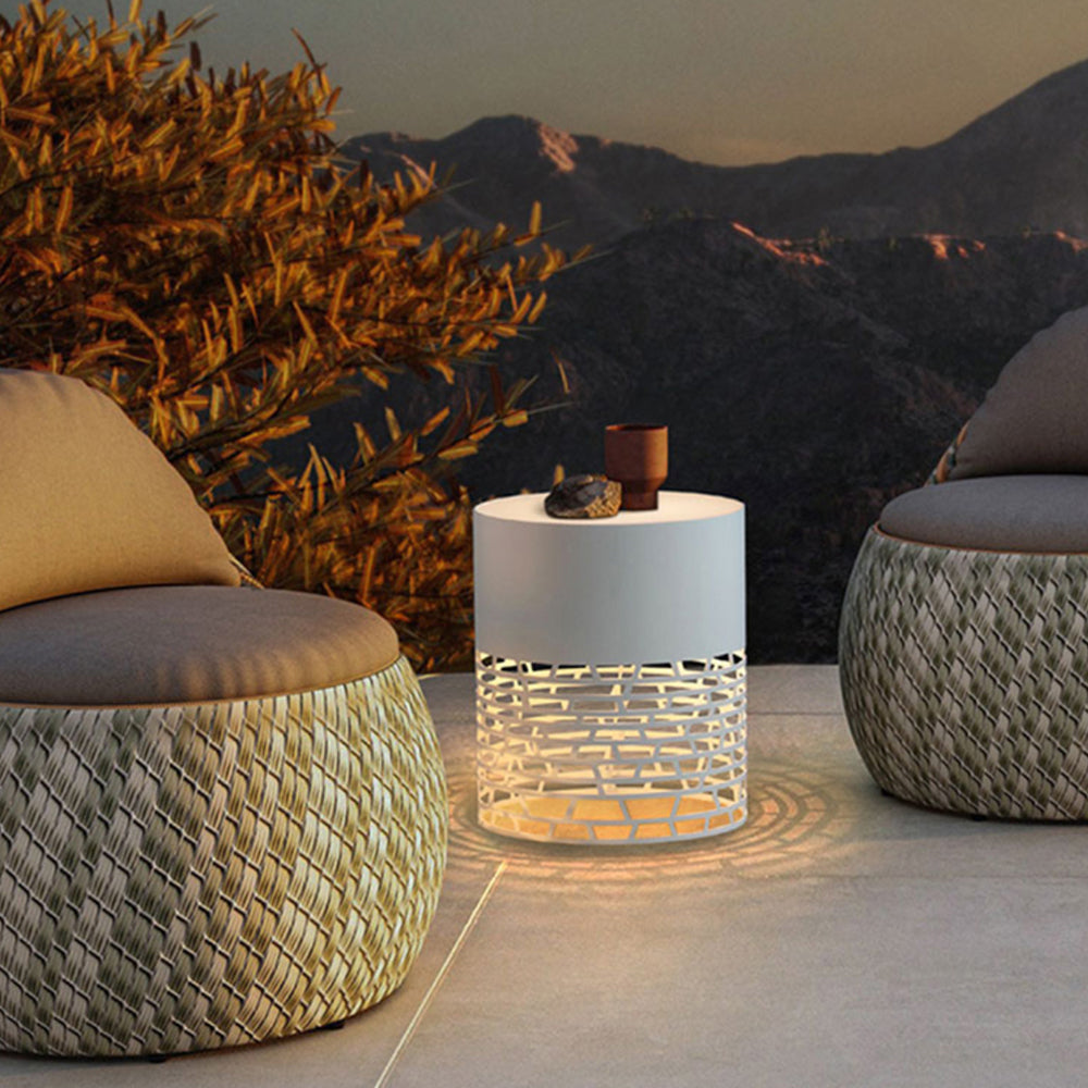 Ray Ronde LED Lampe de Table Blanc Métal/Acrylique Extérieur Jardin