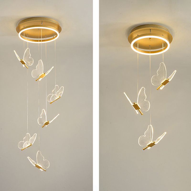 Olivia Moderne LED Suspension Doré Métal/Acrylique Salon Chambre à coucher