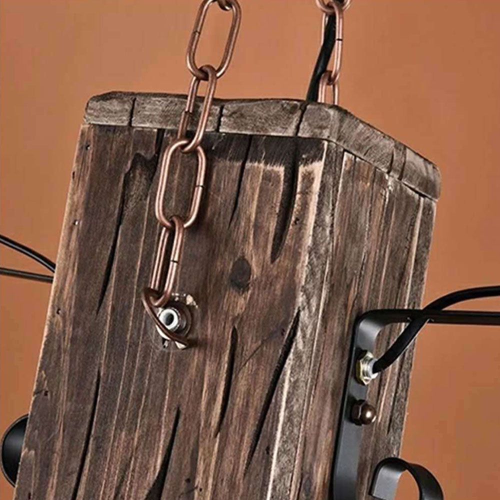 Epoch Suspension Rectangulaire Retro, Metal/Bois, Marron, Chambre