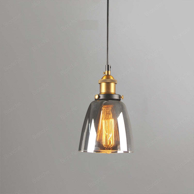 Arisha suspension Industriel en Verre, Clair/Ambre/Gris Fumé
