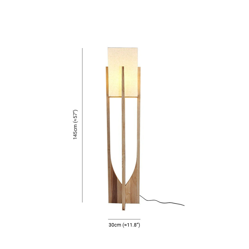 Muto Lampadaire Rectangulaire Naturel, Tissu, Bois, Salon/Bureau