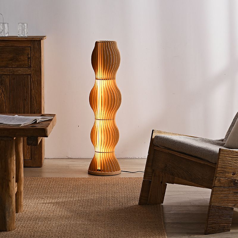 Muto Lampadaire Vague Moderne, Bois, Kaki, Salon
