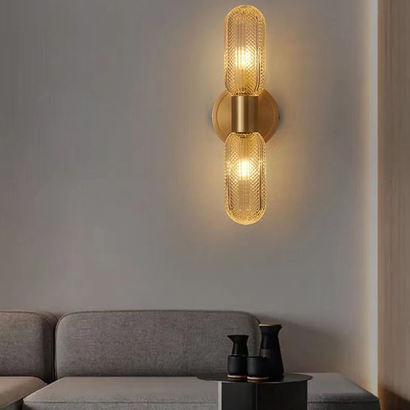 Valentina Applique Murale Luxe à Double Lumières, Métal/Verre, Or, Chambre