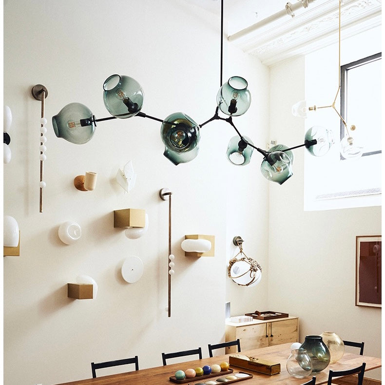 Valentina Suspension Nordique, Verre, Noir/Or, Salon