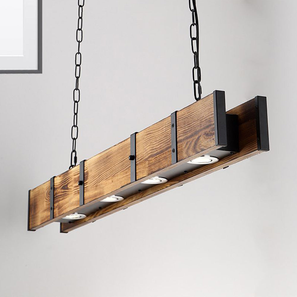 Silva Luminaires Suspensions Linéaire Vintage Industrielle Bois Marron Salon/Bar/Cuisine