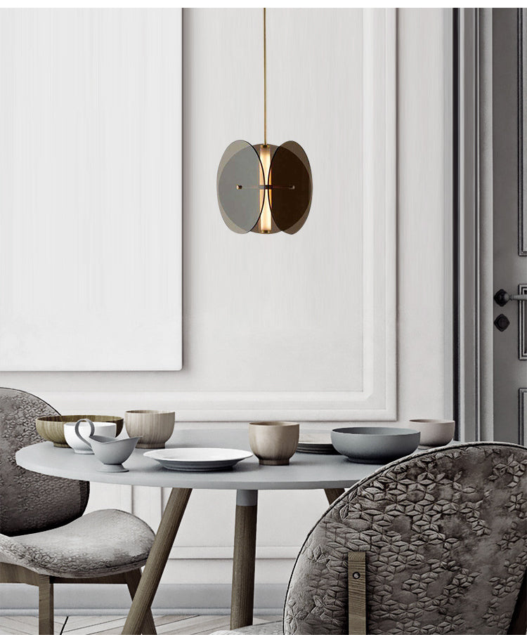 Valentina Suspension Rond LED Simplicité Noir Métal/Verre Chambre à Coucher