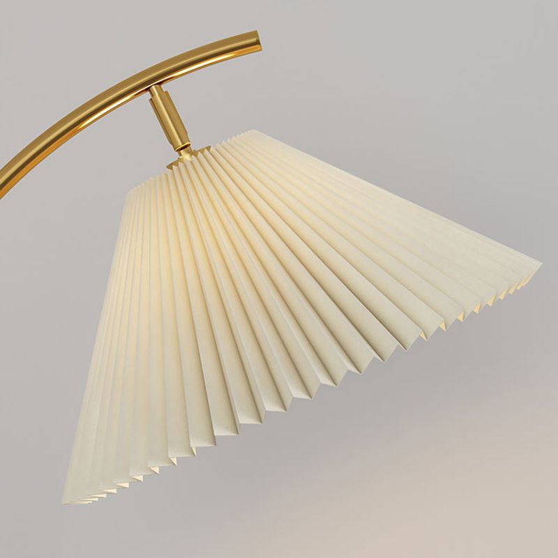 Muto Lampadaire Avec Table Parapluie Moderne LED Abat Jour Blanc Métal Tissu Chambre à Coucher/Salon