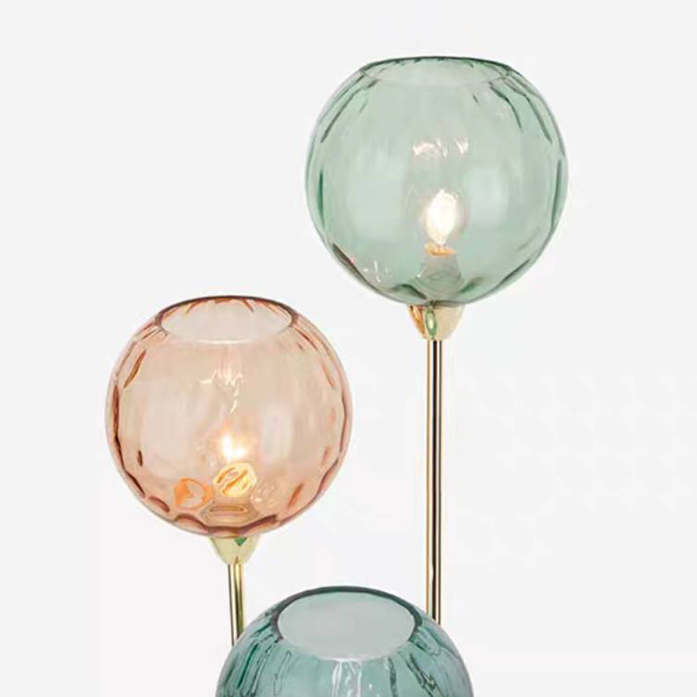 Valentina Lampadaire Boule Moderne, Métal/Verre Mat, Rouge-Gris/Orange-Bleu, Salon