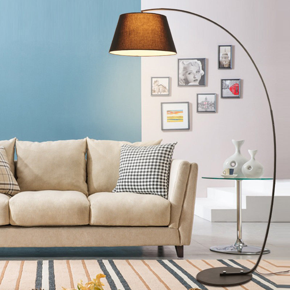 Mira Lampadaire Arche Moderne, Tissu/Métal, Noir, Salon/Chambre