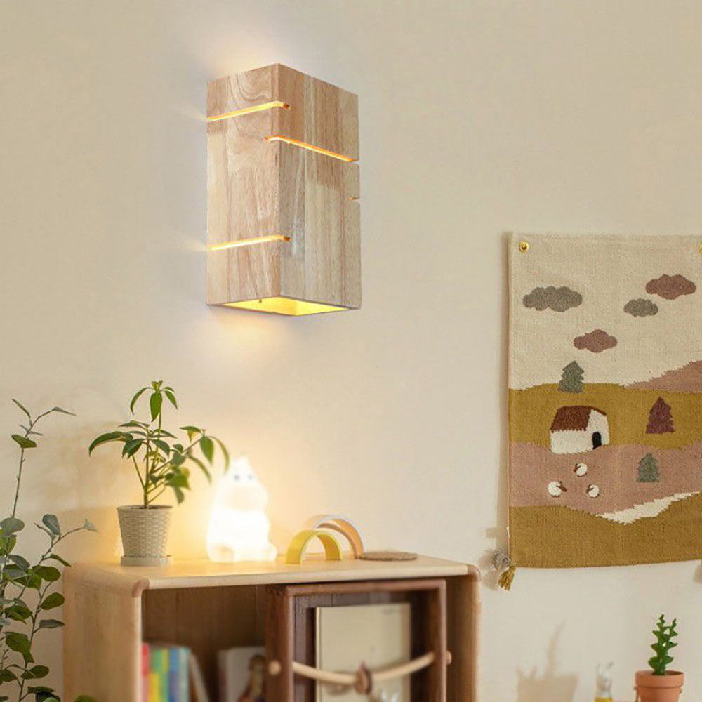 Muto Applique Murale Rectangulaire Moderne Simple LED Bois Brut Chambre à Coucher/Salon