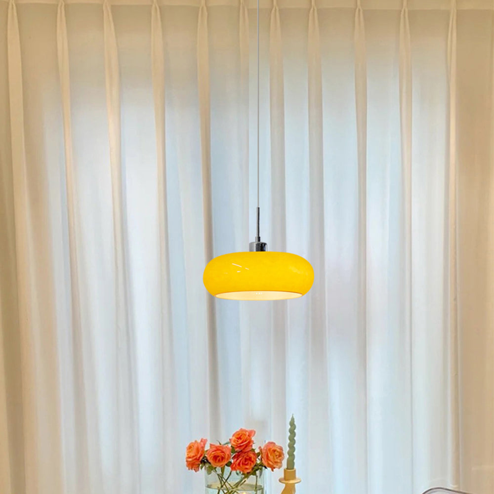 Valentina Suspension Dôme Moderne Verre, Blanc/Orange, Salle de Bain