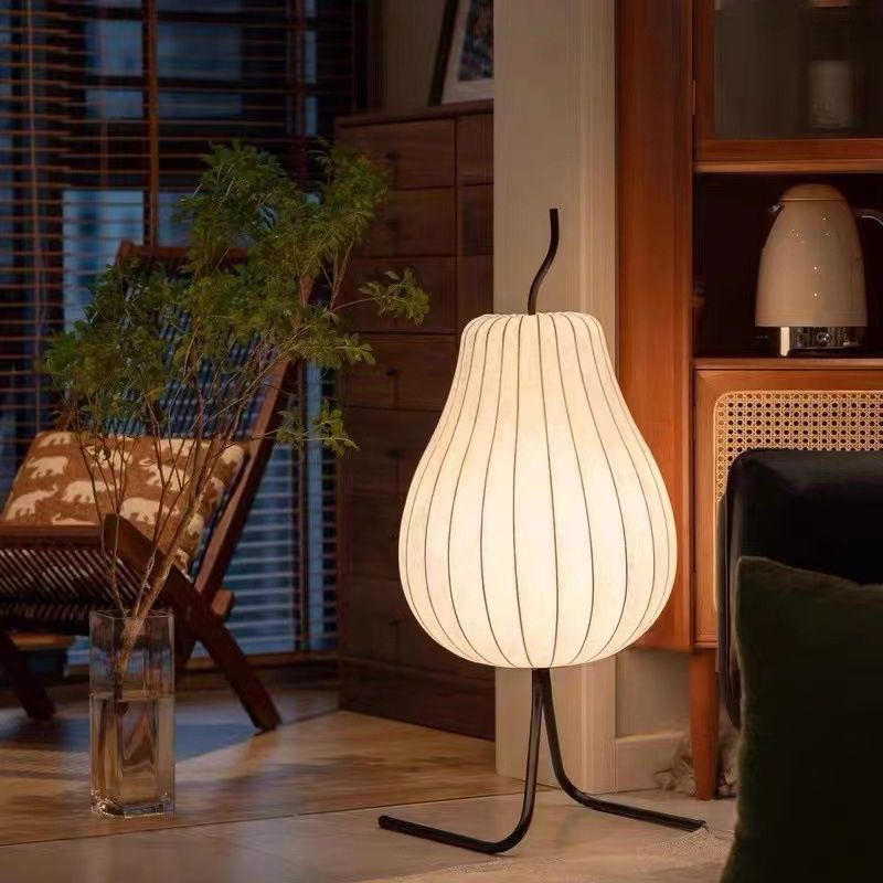 Ritta Lampadaire Poire Art Deco, Métal/Tissu, Beige, Salon