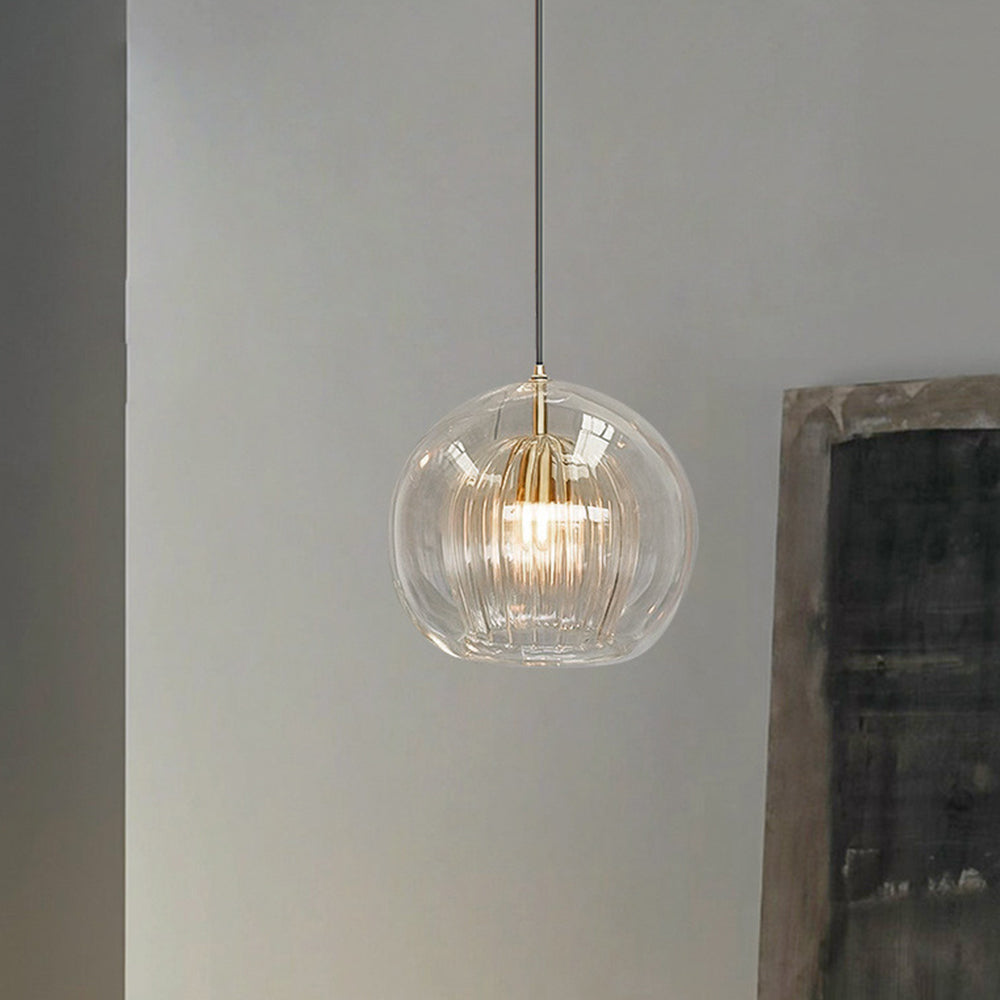 Valentina Suspension Bulle Nordique Verre Transparent/Doré Salon/Chambre