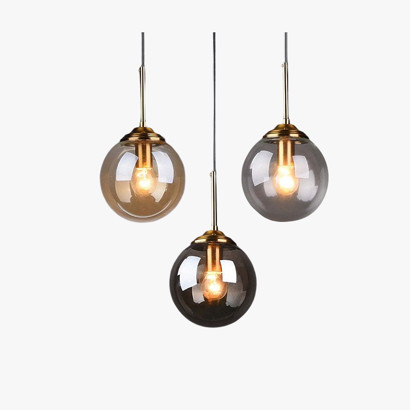 Valentina Luminaires Suspension Verre Transparent Ambre