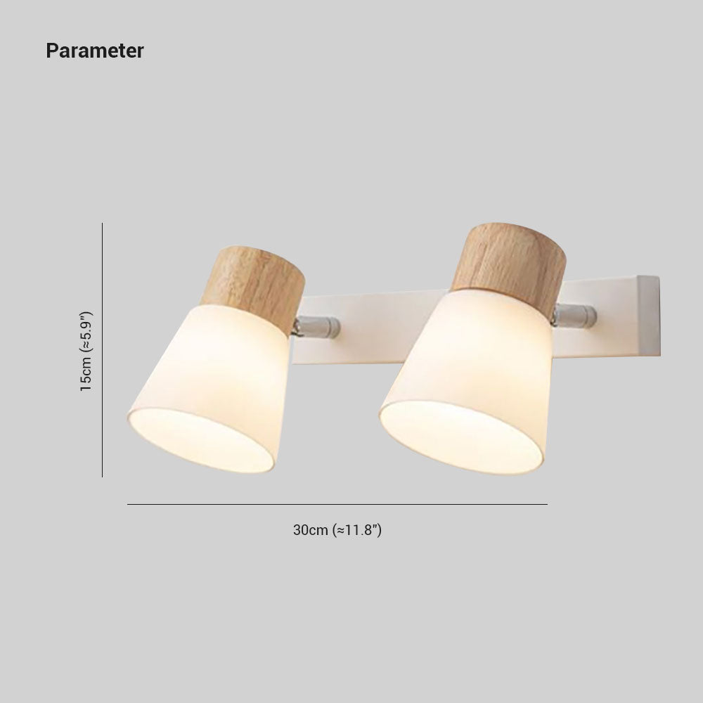 Muto Design Italien LED Applique Murale à Miroir Ronde Rustique Bois/Verre Blanc Salle de Bain