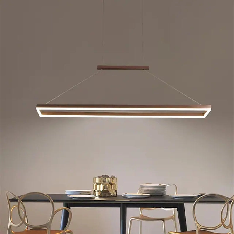 Ray Suspension Rectangulaire Contemporaine, Metal, Café/Or, Chambre