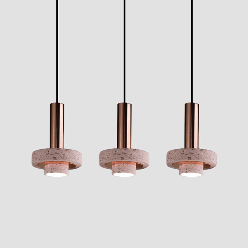 Arisha Suspension Cylindre Moderne, Métal/Pierre, Rose/Gris/Blanc/Bleu, Salle à Manger