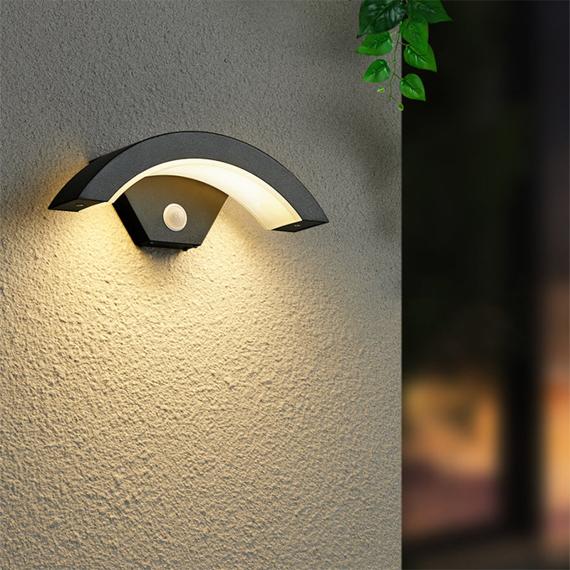 Ray Applique Murale Capteur étanche Arc Modern Noir, Extérieur