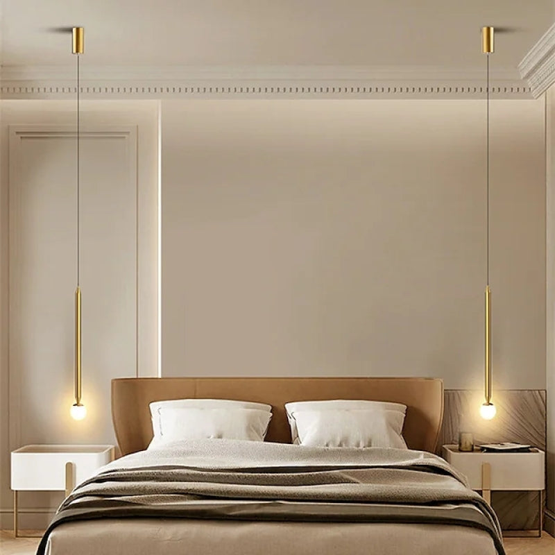 Arisha Suspension Cylindre Simple, Métal/Verre, Noir/Doré, Salon