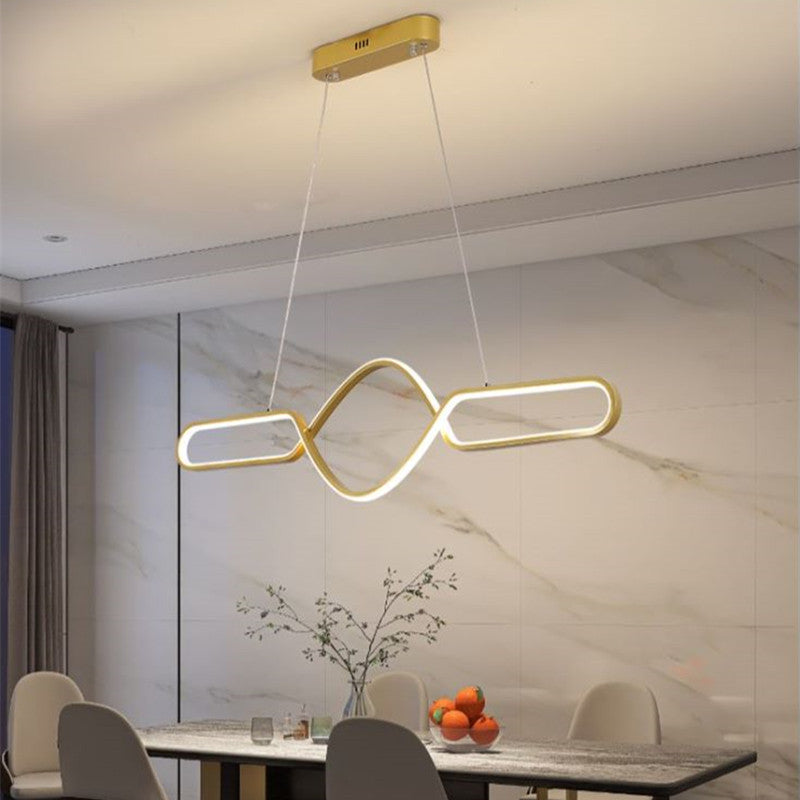 Arisha Suspension LED Linéaire, Métal/Gel de Silice, Noir/Or, Salle à Manger