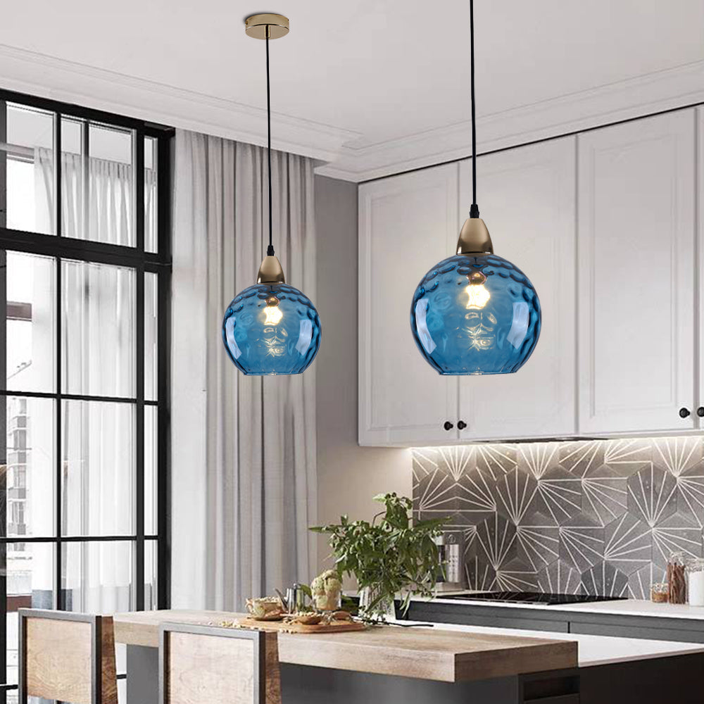 Valentina Suspension Boule Moderne Verre Rouge/Vert/Bleu Salon