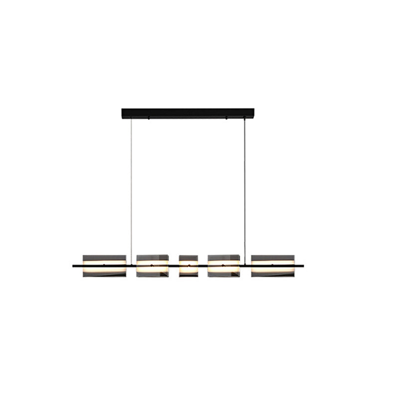 Arisha épuré et élégant Suspension Rectangulaire Moderne Noir Métal Salle à manger