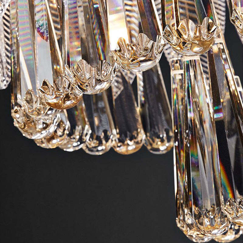 Kristy Lustre Plume Cristal, Métal/Cristal, Doré, Salon