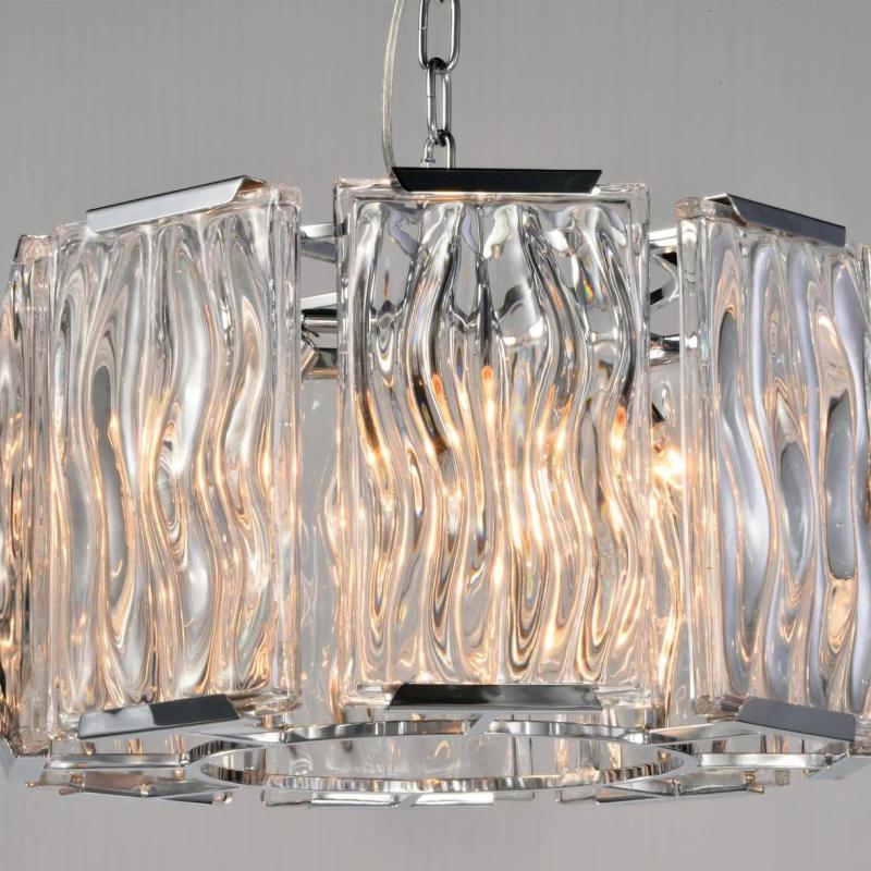 Kristy Lustre Rectangulaire Cristal, Métal/Cristal, Dégagé/Champagne, Salon