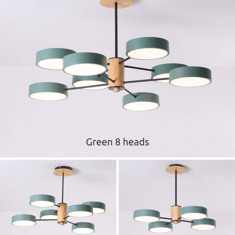 Arisha Plafonnier Cylindre Art Deco, Métal/Bois, Blanc/Vert/Gris, Salon
