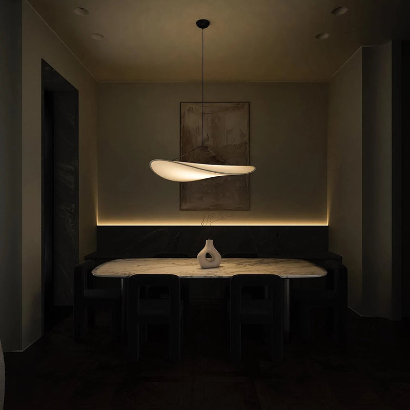 Ritta Suspension Géométrique Moderne Soie, Blanc, Salon