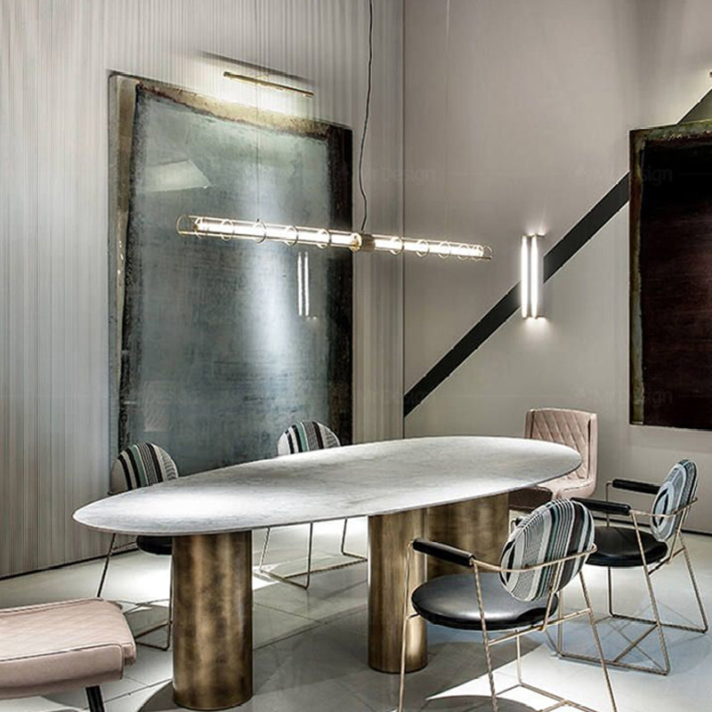 Ray Suspension Linéaire Moderne, Métal/Verre, Doré, Salon